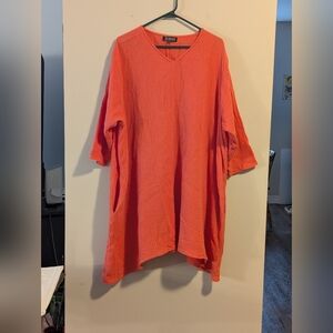 Orange Fashion Village Cotton  handkerchief hem Long Tunic Or Dress . Gauzy.